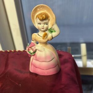 Vintage hand painted French ceramic table bell or clochette- kitschy bell